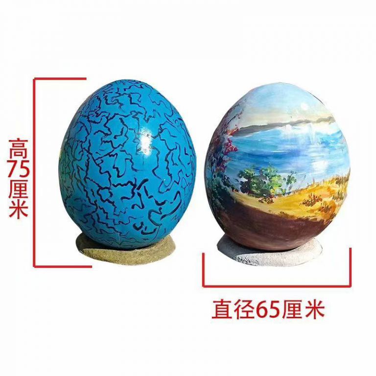 玻璃钢彩色鸡蛋雕塑2